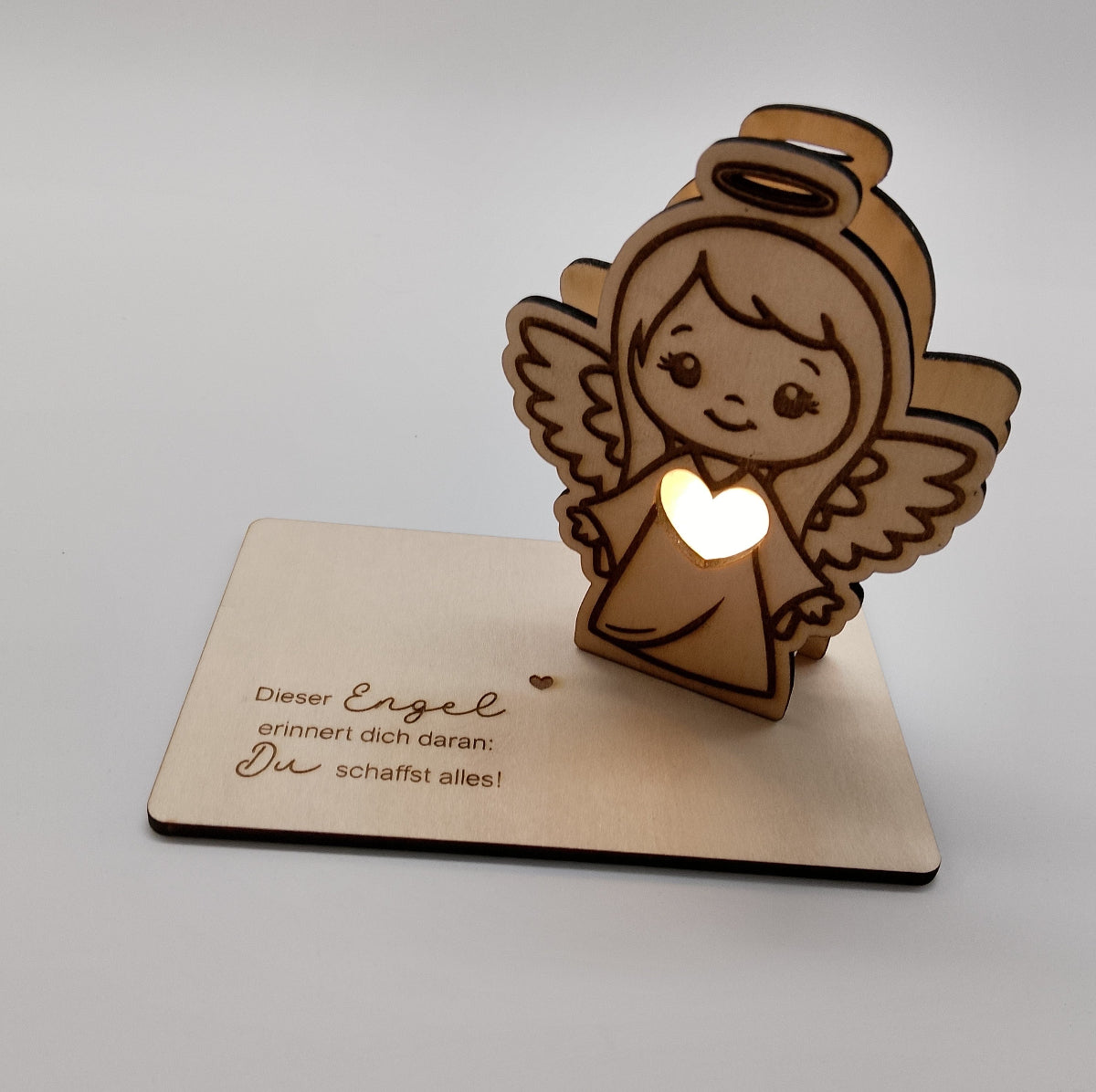 Engelsmädchen aus Holz du schaffst das