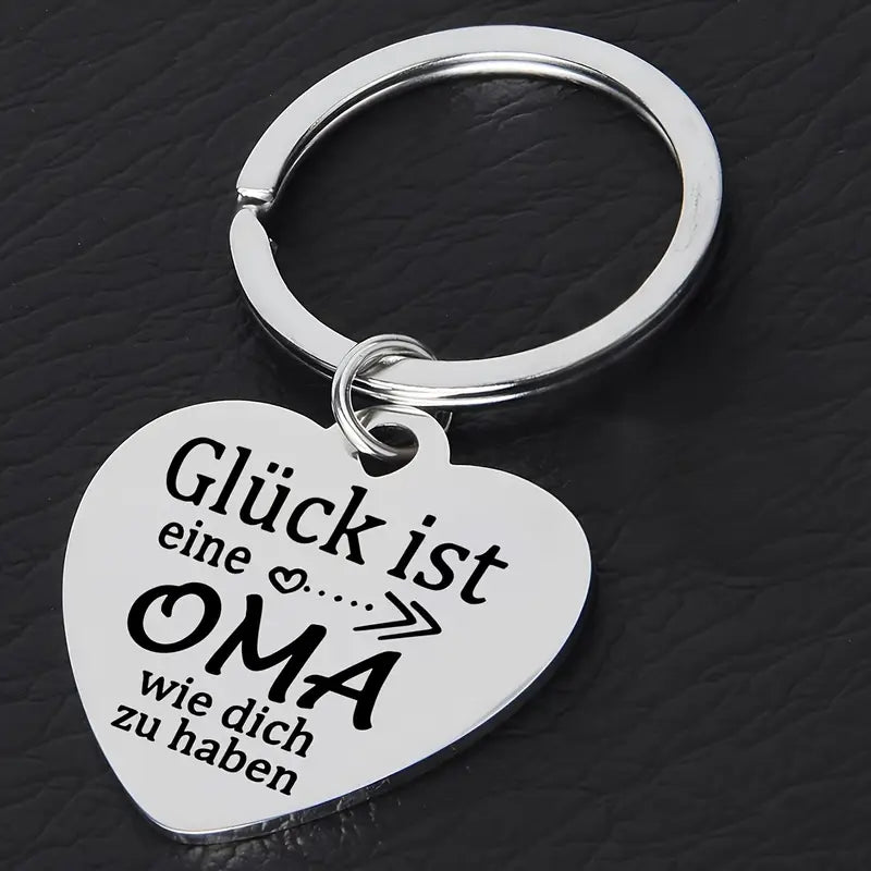 Schlüsselanhänger aus Edelstahl " Glück ist eine Oma wie dich zu haben."