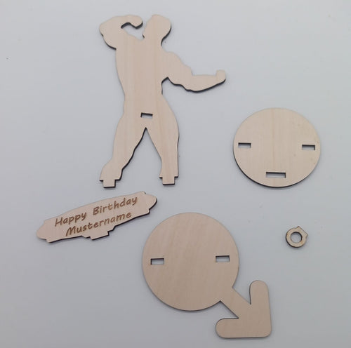 3D Geldhalter "Nackter Mann" aus Holz