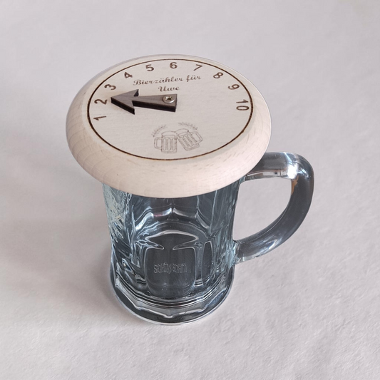 Bierdeckel, Bierzähler aus Holz mit Gravur