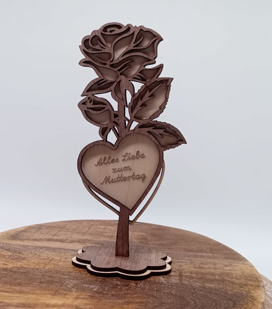 Blume aus Holz mit Gravur