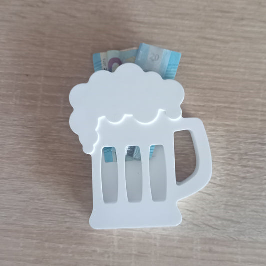 Bierglas aus Keramikguss als Geldgeschenk
