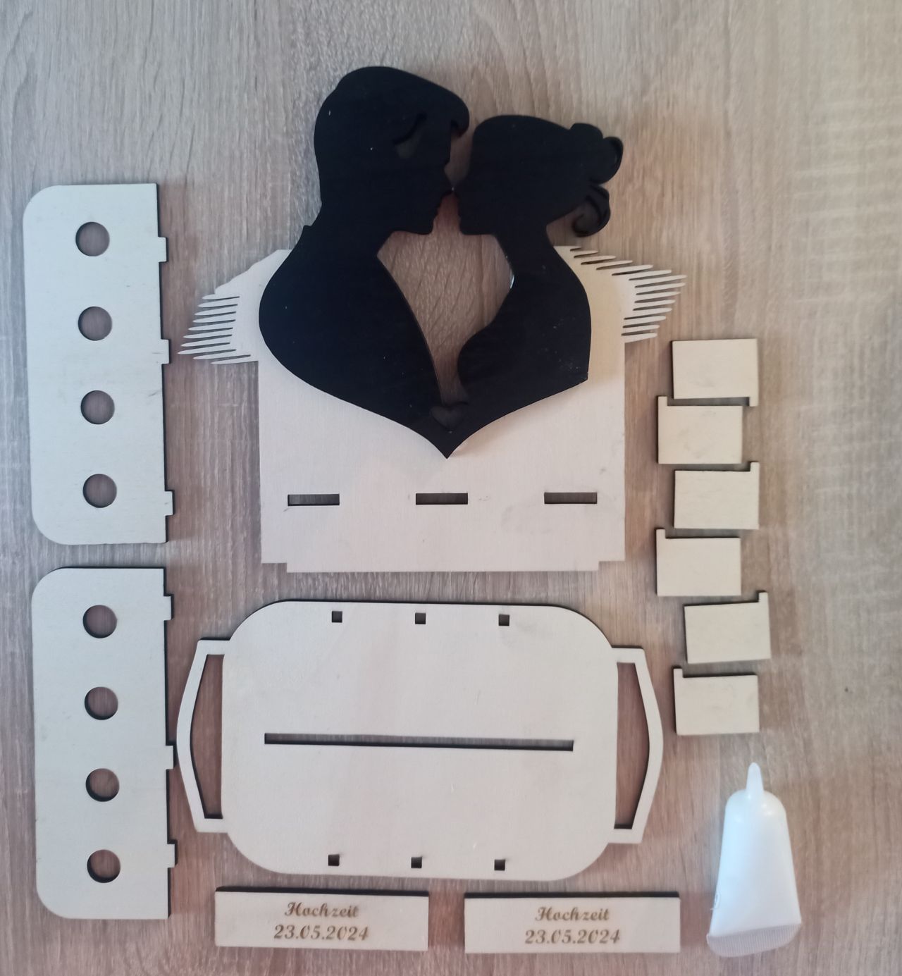 Bausatz Geldgeschenk aus Holz zur Hochzeit