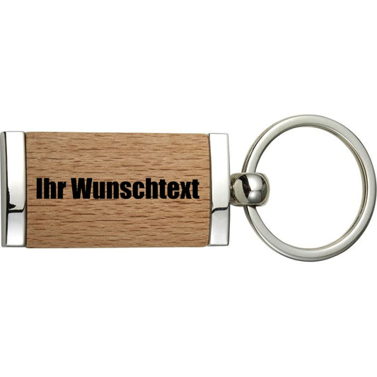 Schlüsselanhänger aus Holz und Metall mit Wunschgravur