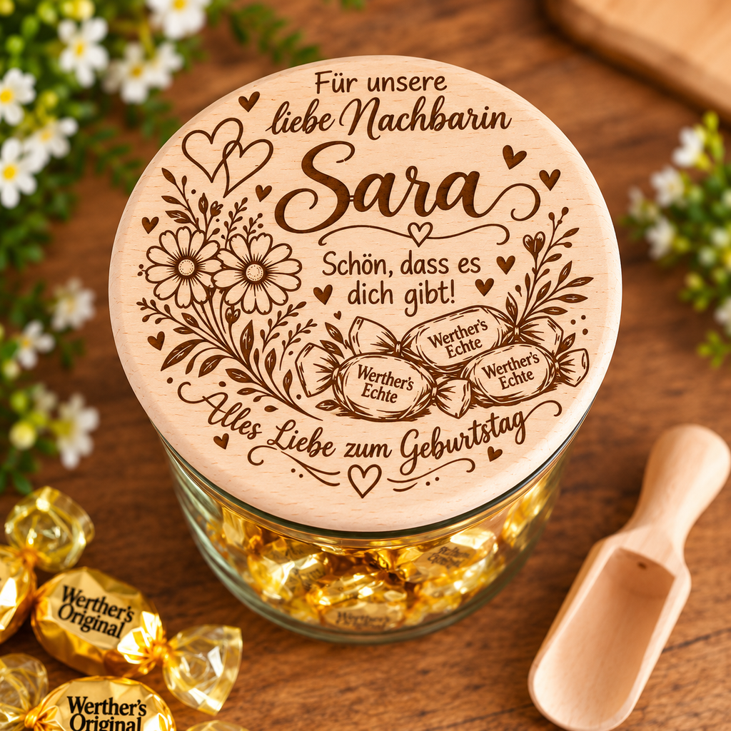 Personalisiertes Geschenkglas mit Gravur – Süße Geschenkidee zum Geburtstag | 1062 ml
