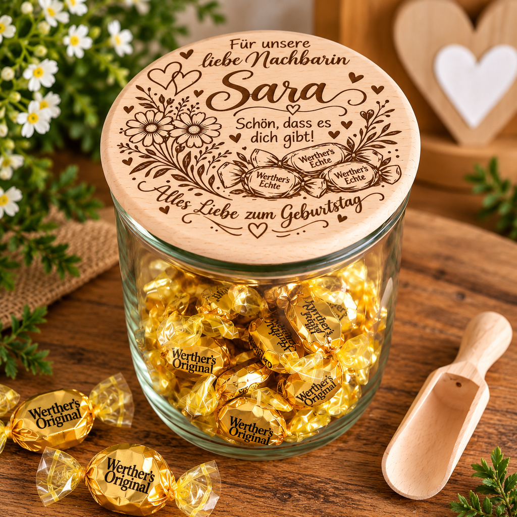 Personalisiertes Geschenkglas mit Gravur – Süße Geschenkidee zum Geburtstag | 1062 ml
