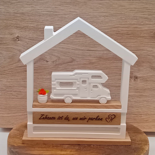 Wohnmobildeko mit Gravur aus Raysin und Holz
