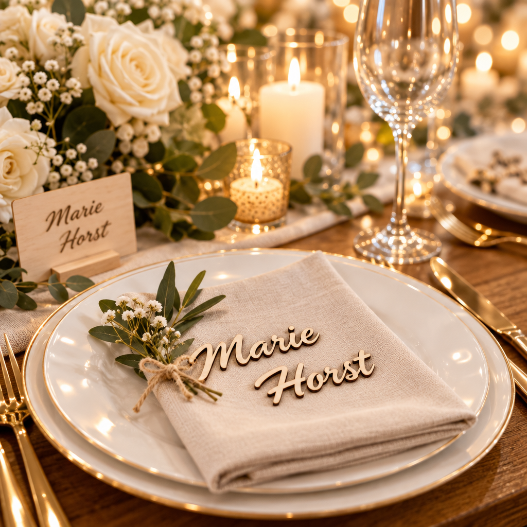 Namen aus Holz – Personalisierte Tischdeko für Hochzeit & Feste