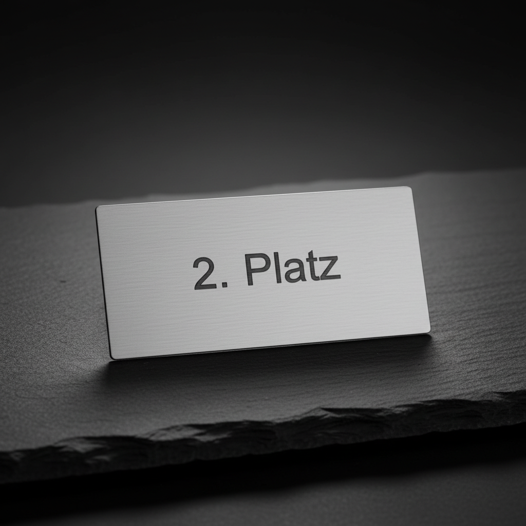 Pokalschild Silber 2. Platz mit Gravur