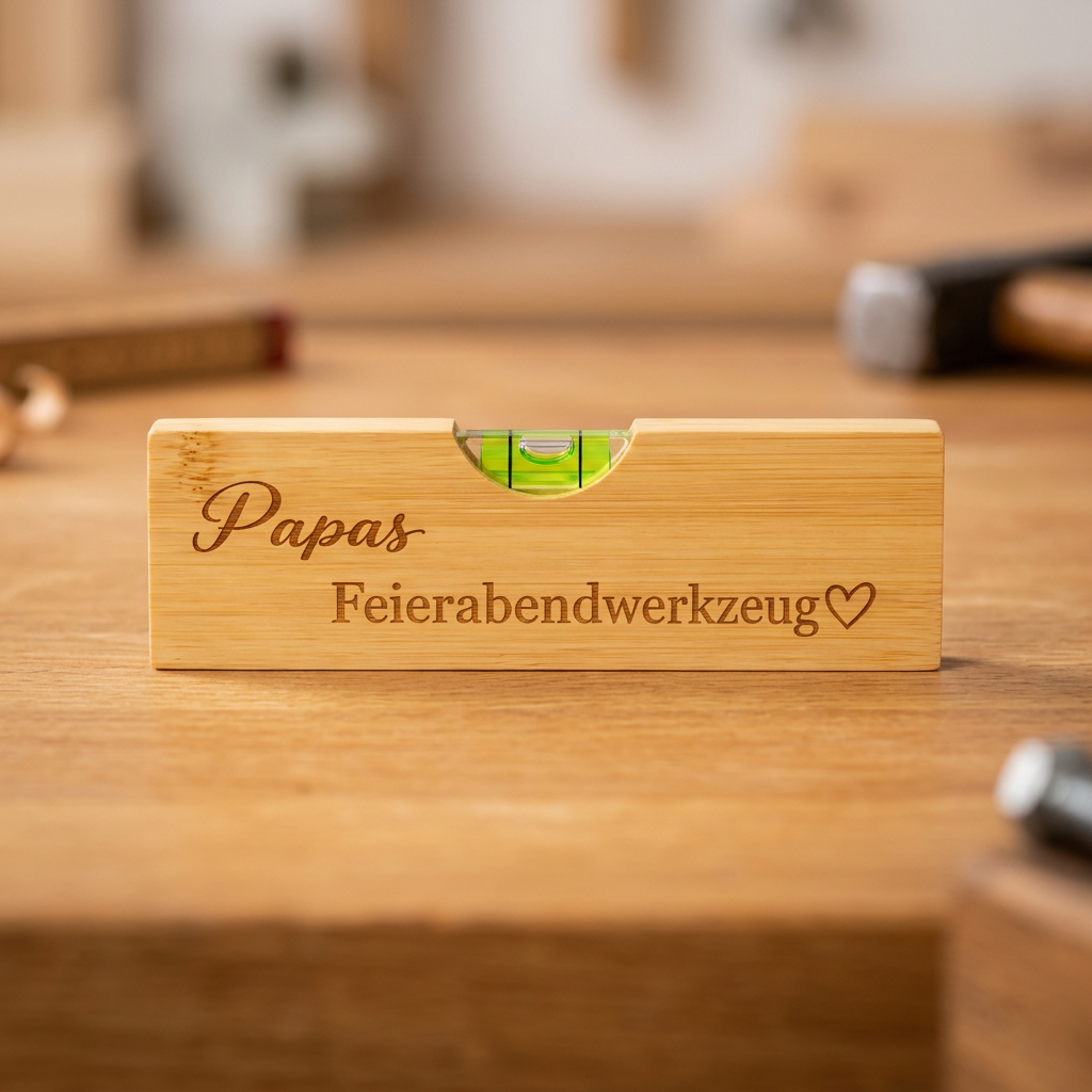 Beispielmodell Papas Feierabendwerkzeug mit grüner Libelle auf einer Werkbank