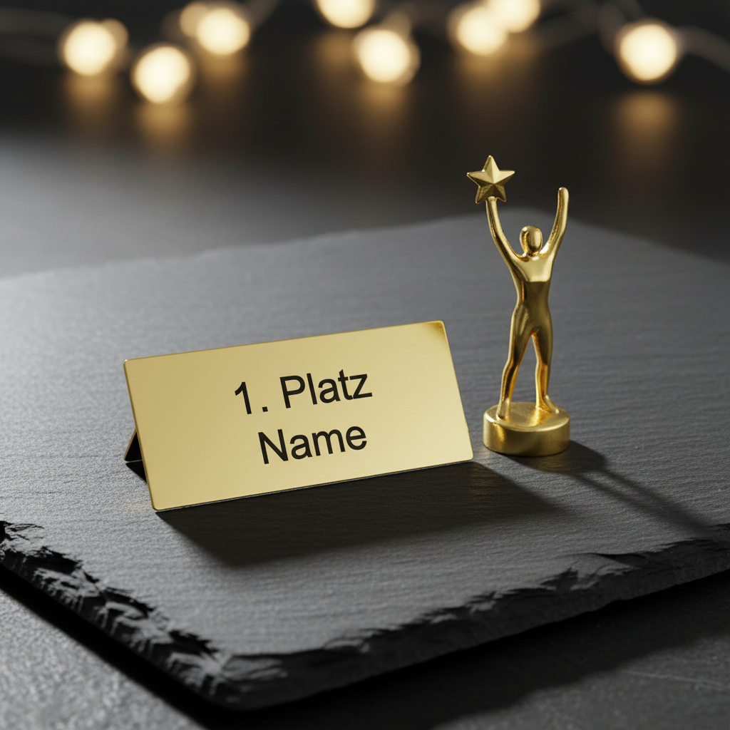 Pokalschild Gold 1. Platz mit Gravur