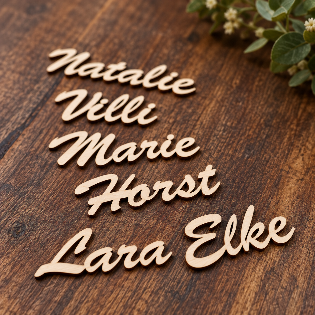 Namen aus Holz – Personalisierte Tischdeko für Hochzeit & Feste