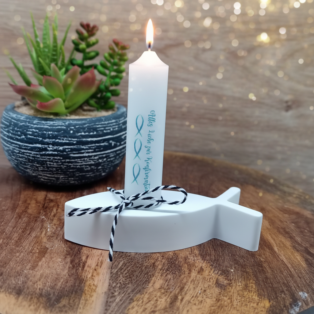 Kerze Konfirmation Fischhalter – Kerzenlicht