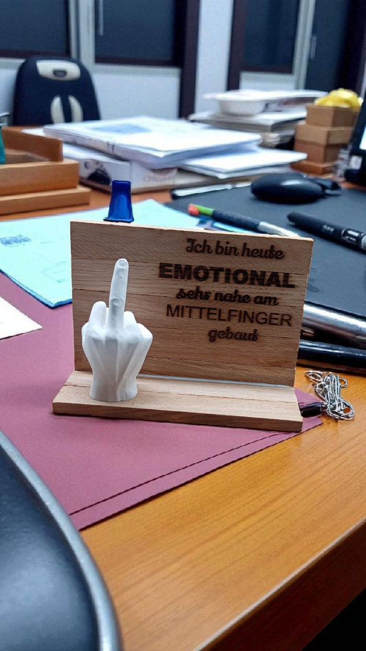 Dekoset Mittelfinger mit Spruch auf Holz