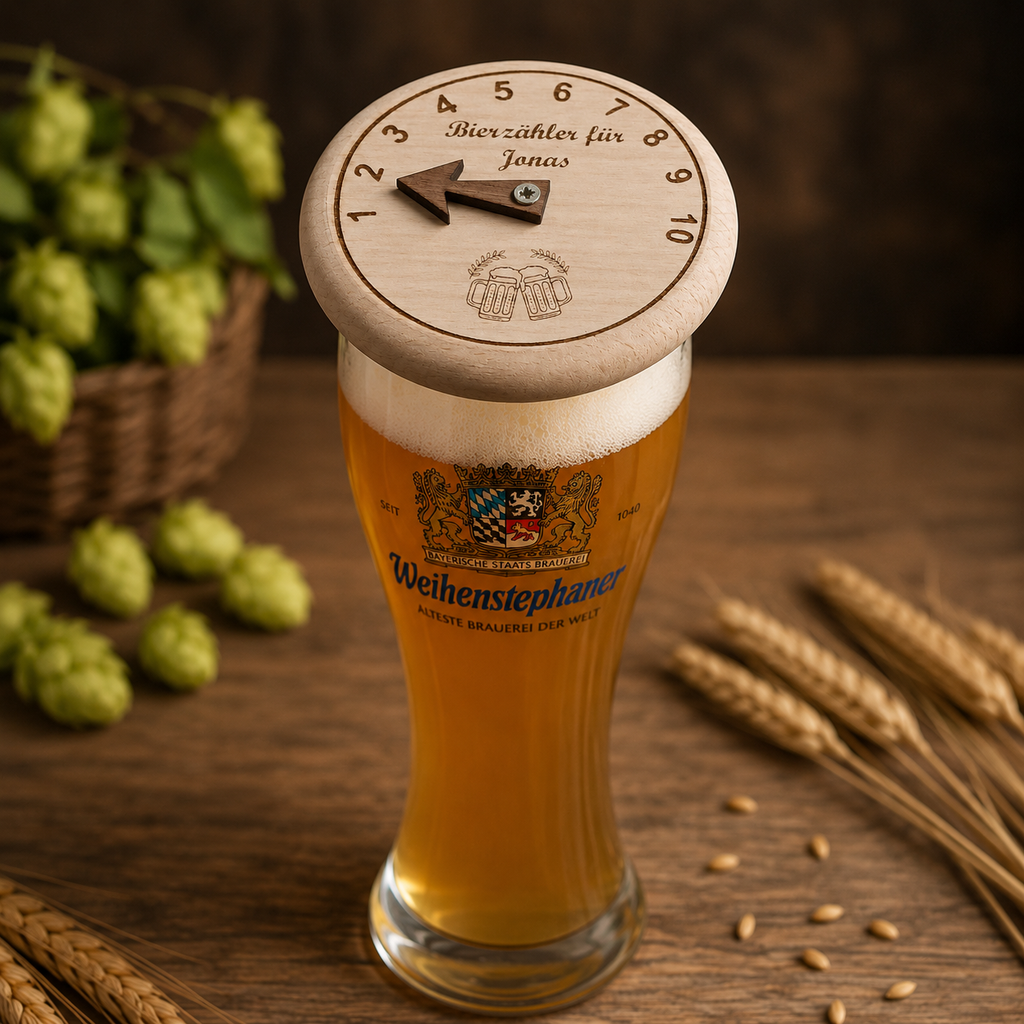 Bierzähler aus Holz mit Gravur – Personalisierter Bierdeckel