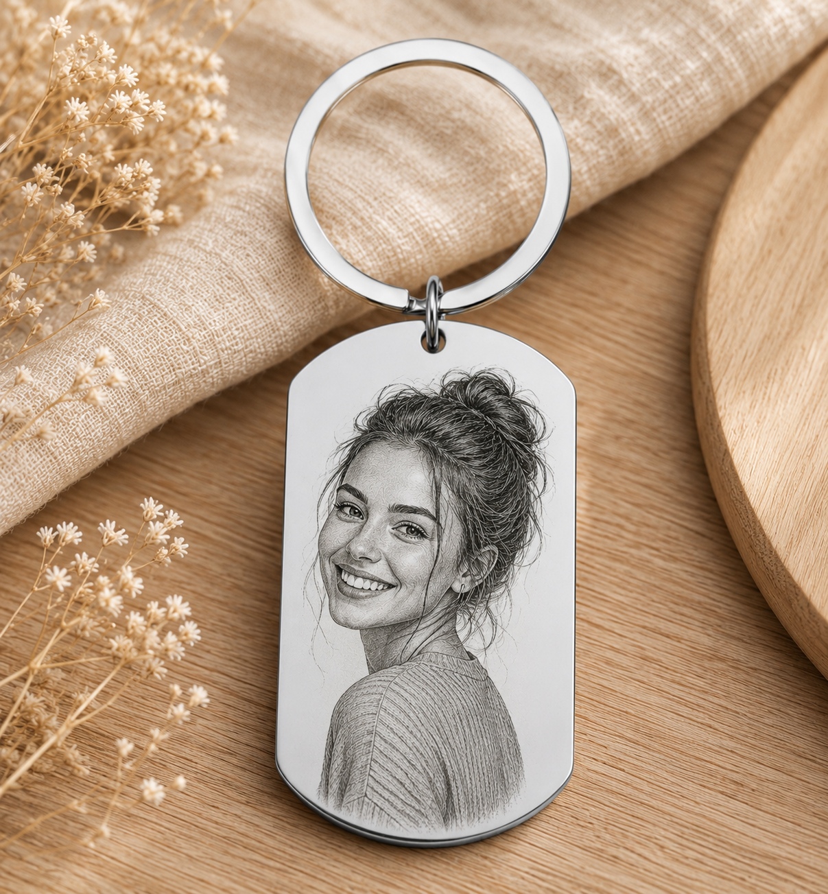 Fotogravur person auf  Schlüsselanhänger