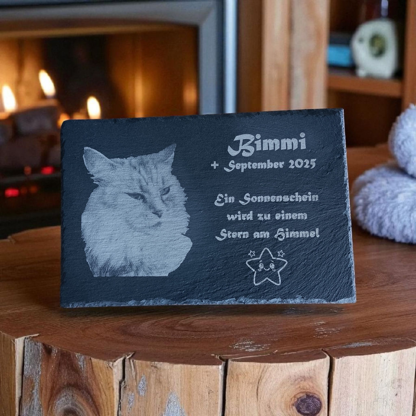 Gedenktafel für Fellnasen. Aus Schiefer personalisiert. 20x30 cm